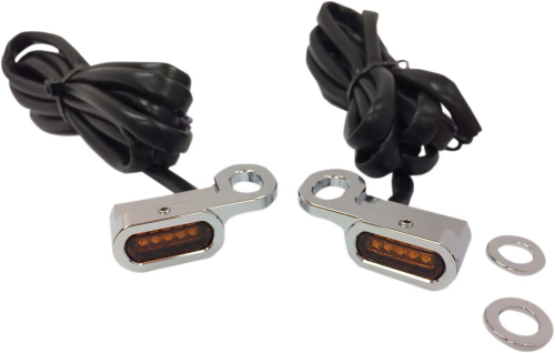 Drag Specialties - Drag Specialties LED Handlebar Marker Lights - Chrome/Amber Lens - 2040-2128