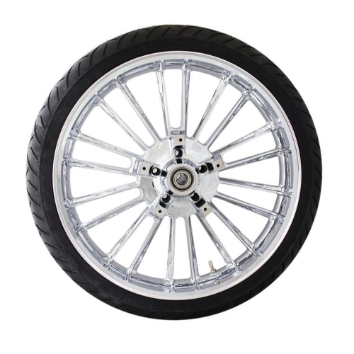 Coastal Moto - Coastal Moto Precision Cast Atlantic 3D Front Wheel with Tire - 21x3.5 - Chrome - METATL213CH-ABS