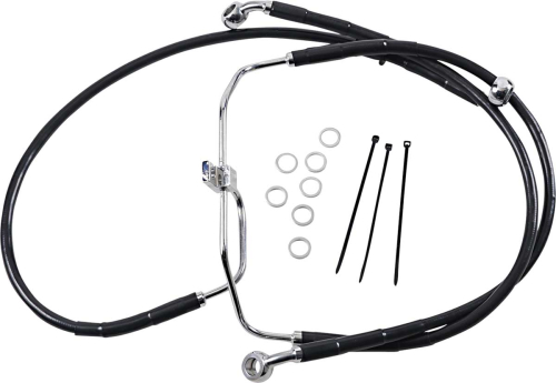 Drag Specialties - Drag Specialties Extended Stainless Steel Front Brake Line Kit - Black Vinyl Coated - 18 1/4in./22 5/8in. - 660325-4BLK
