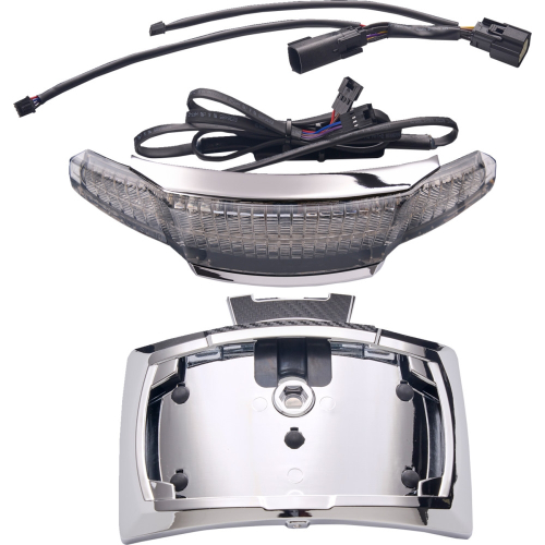 Ciro - Ciro Latitude Lightstrike Taillight with License Plate Mount - Chrome with Light Smoke Lens - 40353