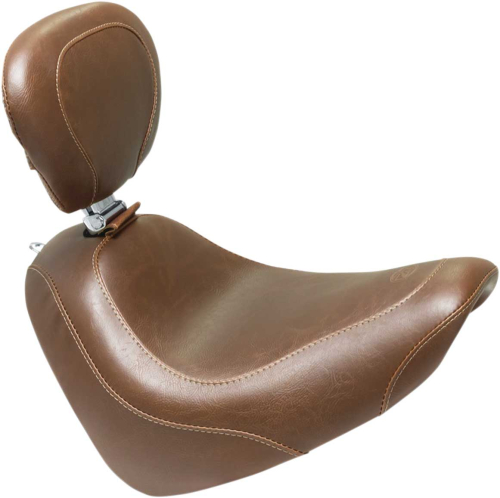 Mustang - Mustang Wide Tripper Solo Seat with Driver Backrest - Vintage - Brown - 83010