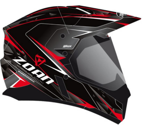 Zoan - Zoan Synchrony Duo-Sport Hawk Graphics Snow Helmet with Double Lens Shield - 521-507SN - Red - X-Large