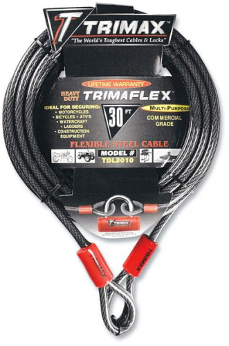 Trimax - Trimax Trimaflex Max Security Braided Cable - Dual-Loop Cable - 15ft. x 10mm - TDL1510