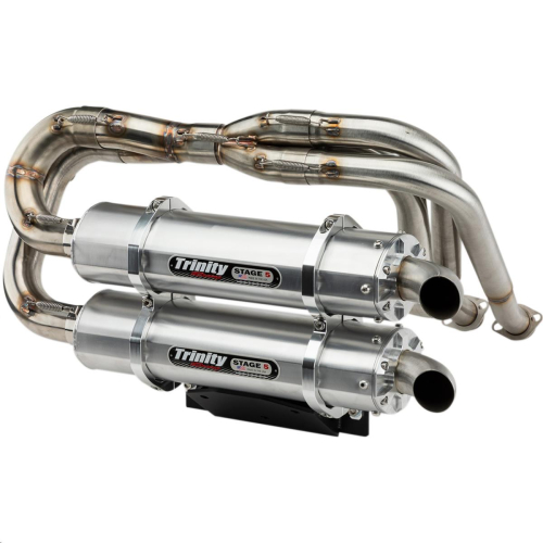Trinity Racing - Trinity Racing Stage 5 Dual Exhaust System - Brushed Muffler - TR-4168D
