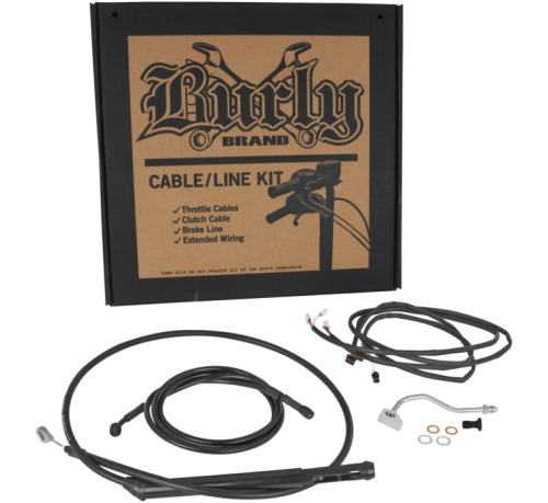 Burly Brand - Burly Brand Extended Cable/Brake Line Kit for 15in. Ape Handlebar - Black - B30-1315
