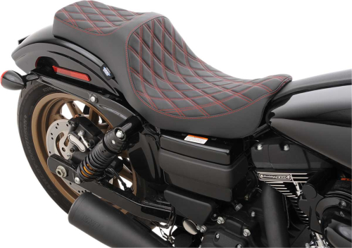 Drag Specialties - Drag Specialties Predator III Seat - Double Diamond - Red Thread - 0803-0604