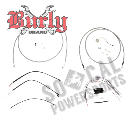 Burly Brand - Burly Brand Extended Cable/Brake Line Kit for 15in. Ape Handlebars - Stainless Steel - B30-1120