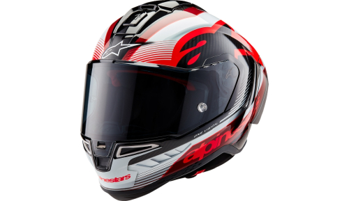 Alpinestars - Alpinestars Supertech R10 Team Helmet - 8200224-1352-XL - Black/Carbon Red/Gloss White - X-Large