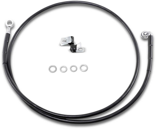 Drag Specialties - Drag Specialties Extended Stainless Steel Front Brake Line Kit - Black Vinyl Coated - 55 1/4in. - 640210-10BLK