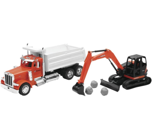 New Ray Toys - New Ray Toys 1:32 Kubota Dump Truck Set - Peterbilt 379 Dump Truck with Kubota Excavator - SS-33383A
