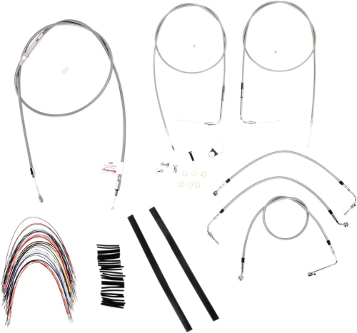 Burly Brand - Burly Brand Extended Cable/Brake Line Kit for 16in. Gorilla Handlebars - Stainless Steel - B30-1086