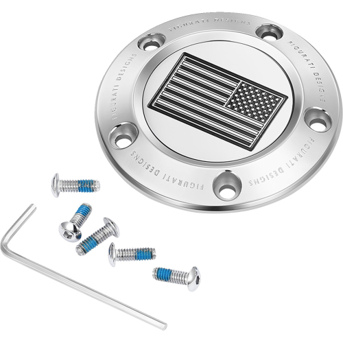 Figurati Designs - Figurati Designs Timing Cover - Stainless Steel with Contrast Cut American Flag - 5 Hole - FD26R-TC-5H-SS