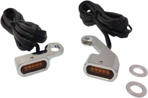 Drag Specialties - Drag Specialties LED Handlebar Marker Lights - Chrome/Amber Lens - 2040-2140