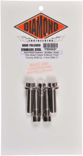 Diamond Engineering - Diamond Engineering Front Caliper Mount 12-Point Polished Stainless Individual Brake Bolt Kit - PB506S