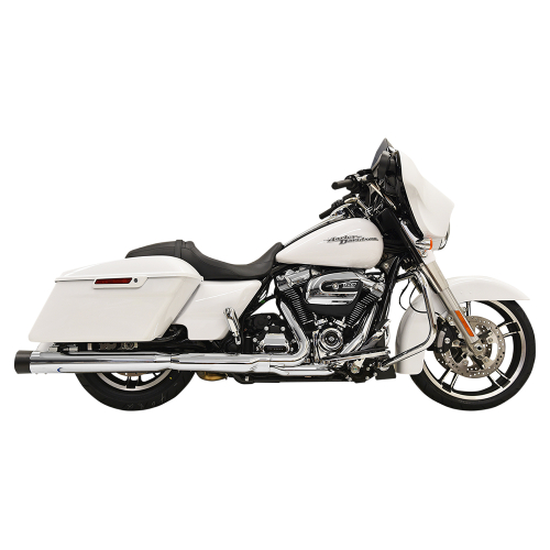 Bassani Manufacturing - Bassani Manufacturing 4in. DNT Straight Can Muffler with Acoustically Tuned Baffle - Chrome with Black End Caps - 1F72DNT5
