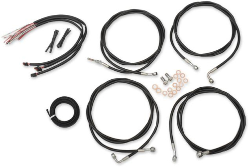 LA Choppers - LA Choppers Complete Handlebar Cable/Brake & Clutch Line/Wire Kit - Black Vinyl/Stainless Braided - LA-8054KT2-13B