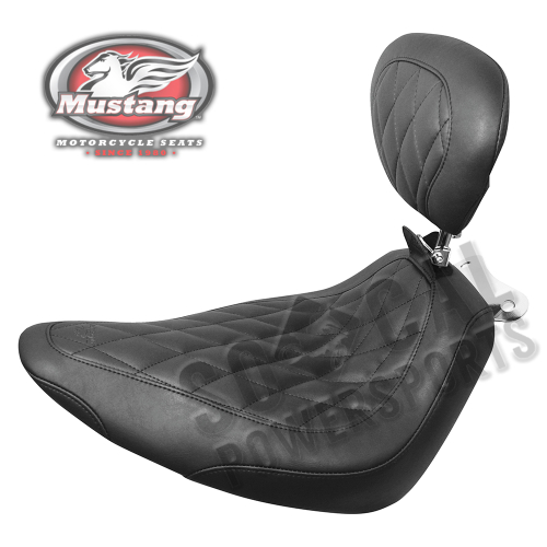 Mustang - Mustang Wide Tripper Solo Seat with Driver Backrest - Diamond Stitch - Black - 79821