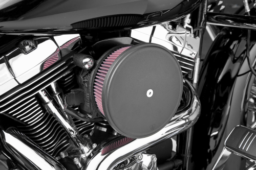 Arlen Ness - Arlen Ness Billet Sucker Stage II Air Filter Kit with Steel Cover - Smooth Black - Red Filter - 18-774