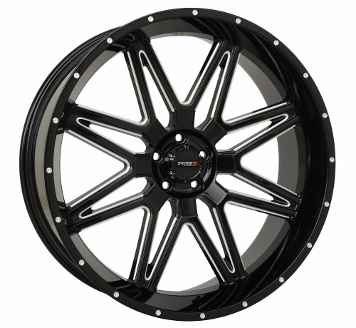System 3 - System 3 ST-7 Wheel - 24x9 - 5+4 - 5/4.5 - Gloss Black/Milled - 24S3-7255