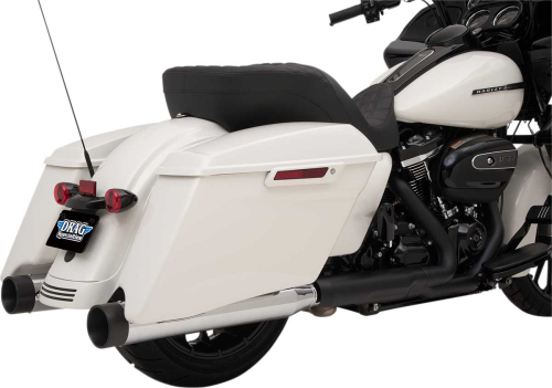 Drag Specialties - Drag Specialties 4in. Slip-Ons - Chrome with Black Billet Aluminum End Caps - 1801-1264