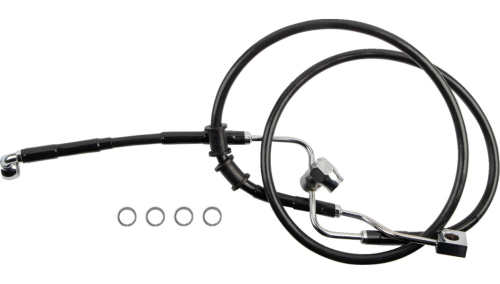 Drag Specialties - Drag Specialties Black Vinyl Coated Standard Length ABS Stainless Steel Rear Brake Line Kit - 1741-6347