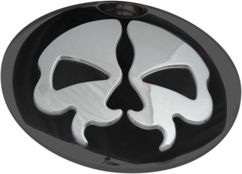 Drag Specialties - Drag Specialties Split Skull Fuel Door - Black with Chrome Skull - 0703-0792
