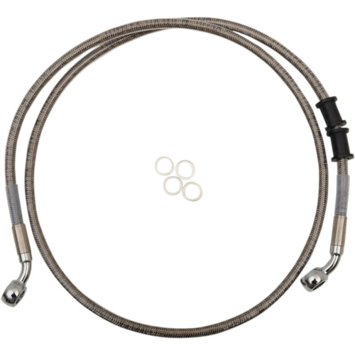 Drag Specialties - Drag Specialties Extended Length Stainless Steel Front Brake Line Kit - +8in. - Clear-Coated - 1741-5378