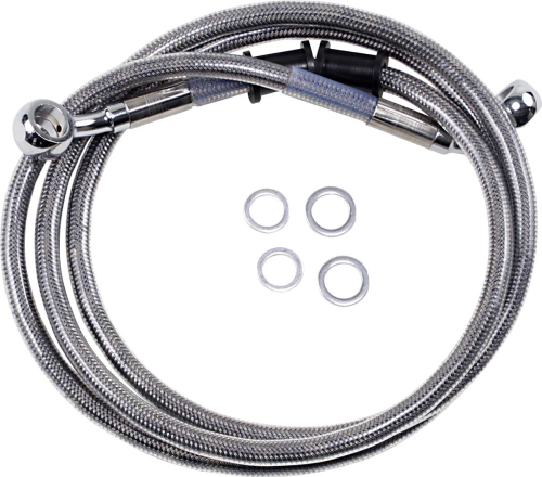 Drag Specialties - Drag Specialties Extended Stainless Steel Front Brake Line Kit - Clear Coated - 56 1/8in. - 660324-8