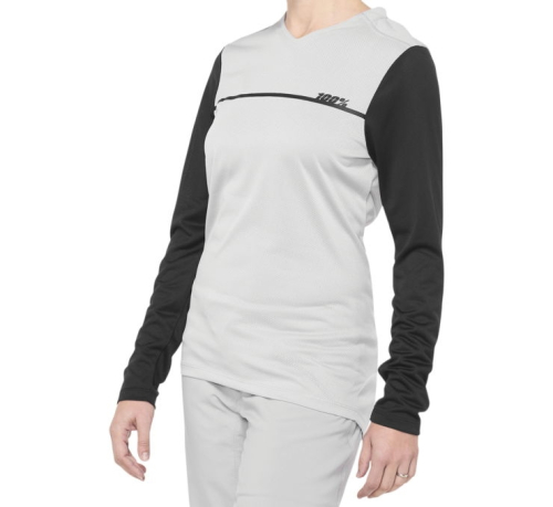 100% - 100% Ridecamp Long Sleeve Womens Jersey - 40036-00003 - Gray/Black - X-Large