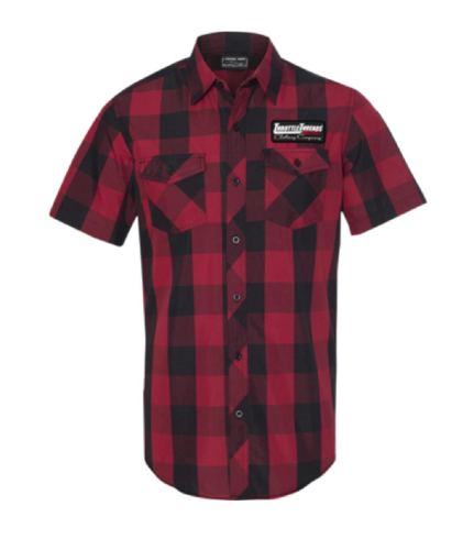 Throttle Threads - Throttle Threads Throttle Threads Short-Sleeve Shop Shirt - TT628S93RB2R - Red Plaid - 2XL