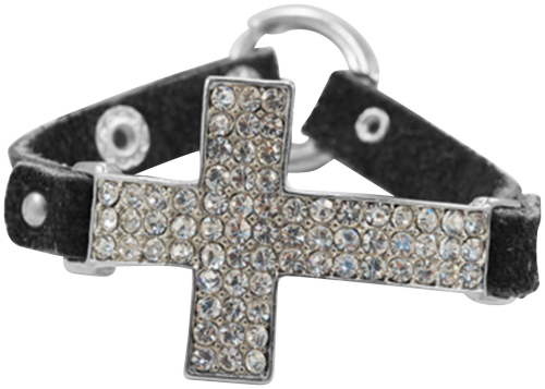 Hair Glove - Hair Glove Bracelets - Black with Silver Crystal Cross - 84037