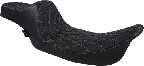 Drag Specialties - Drag Specialties Extended Reach Predator III Seat - Double Diamond, Silver Thread - 0801-1370