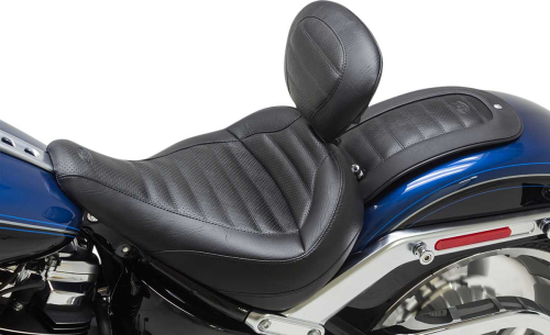 Mustang - Mustang Standard Touring Seat with Backrest - Tuck and Roll Stitch - Black - 79770