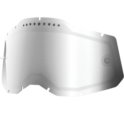 100% - 100% Replacement Dual Vented Lens for Racecraft 2/Accuri 2/Stratus 2 Goggles - Silver Mirror - 59083-00001