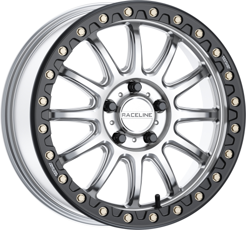 Raceline - Raceline A14 Alpha Beadlock Wheel - 17x7 - 5+2 (40mm) - 5/4.5 - Silver/Black - A14SB-77012+40