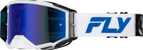 Fly Racing - Fly Racing Zone Pro Goggles - 37-5188 - White/Blue/Dark Blue Mirror/Smoke - OSFM