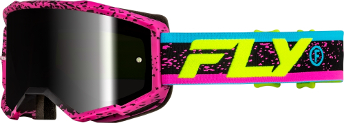 Fly Racing - Fly Racing Zone Youth Goggles - 37-51528Y - Pink/Black/Hi-Vis/Black Mirror/Smoke Lens - OSFM