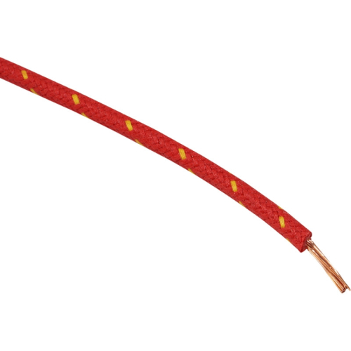 Namz - Namz 16-Gauge Cloth Braided Wire - Red with Yellow Tracer - NCBW-24