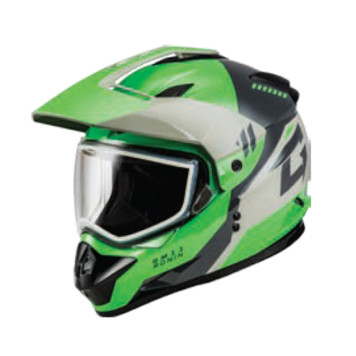 G-Max - G-Max GM-11S Ronin Snow Helmet with Dual Lens Shield - A21151167 - Green/Gray - X-Large