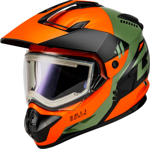 G-Max - G-Max GM-11S Ronin Helmet with Electric Shield - A41151184 - Orange/Gray/Black - Small