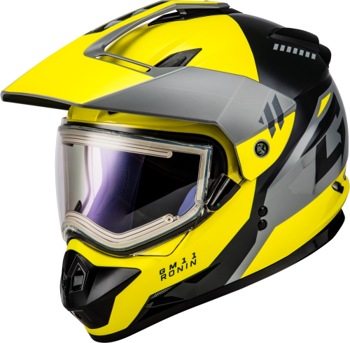 G-Max - G-Max GM-11S Ronin Helmet with Electric Shield - A41151196 - Yellow/Silver/Grey - Large