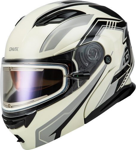 G-Max - G-Max MD-01S Transistor Helmet with Electric Shield - M401391326 - White/Grey/Black - Large