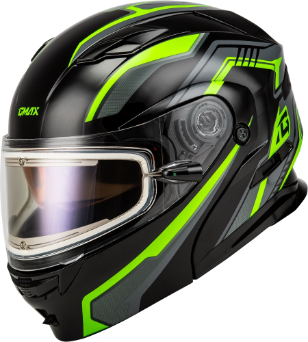 G-Max - G-Max MD-01S Transistor Helmet with Electric Shield - M401391313 - Black/Gray/Green - X-Small