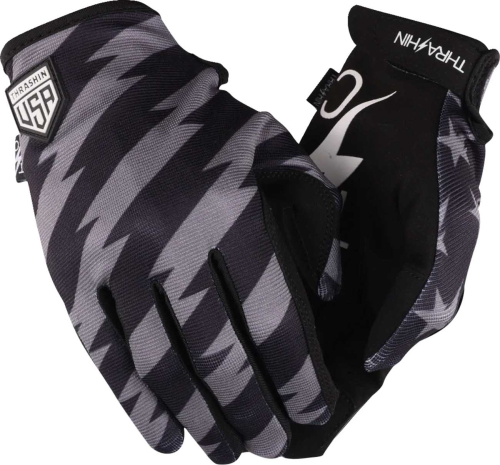 Thrashin Supply Company - Thrashin Supply Company Stealth American Print Gloves - SV1-13-09 - Black/Gray - Medium