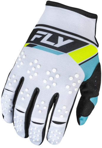 Fly Racing - Fly Racing Kinetic Prix Gloves - 377-4133X - White/Black/Hi-Vis - 3XL