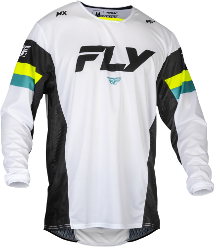 Fly Racing - Fly Racing Kinetic Prix Jersey - 377-423L - White/Black/Hi-Vis - Large