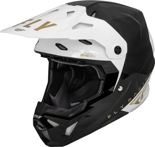 Fly Racing - Fly Racing Formula CP Slant Helmet - 73-00312X - Black/White/Gold - 2XL