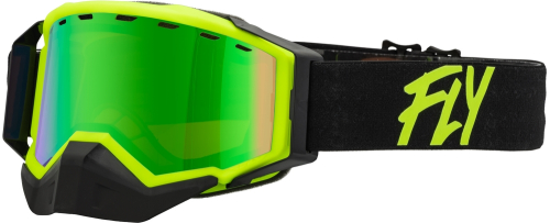 Fly Racing - Fly Racing Zone Snow Goggles - 37-50269 - Black/Hi-Vis / Green Mirror Amber Lens - OSFM