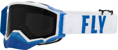 Fly Racing - Fly Racing Zone Pro Snow Goggles - 37-50339 - White/Blue / Black Mirror Polarized Smoke Lens - OSFM