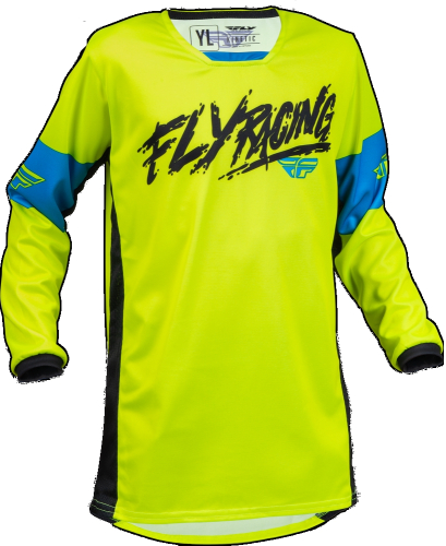 Fly Racing - Fly Racing Kinetic Khaos Youth Jersey - 376-422YL - Hi-Vis/Black/Cyan - Large